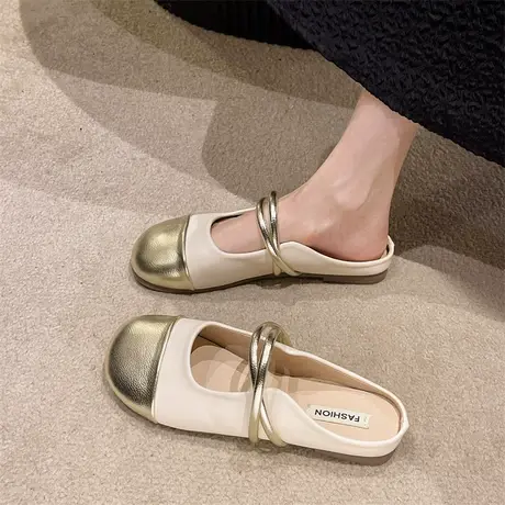 小香风包头半拖女款2024新款百搭防滑平底轻便配裙子复古风凉拖鞋图片