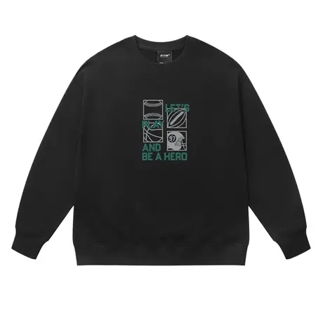 美式复古校园风橄榄球圆领卫衣男女秋冬加绒宽松休闲减龄ins上衣商品大图