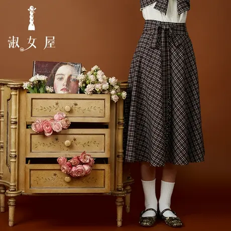 淑女屋官方旗舰店英格兰花园优雅格纹半裙图片