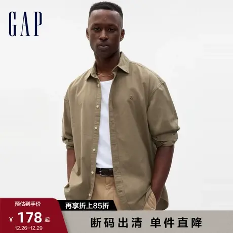 【断码优惠】Gap男女装秋季牛津廓形宽松长袖衬衫744840情侣上衣图片