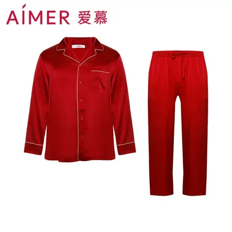 爱慕丝享家睡衣秋冬高级感结婚红品男士含真丝分身家居服套装商品大图
