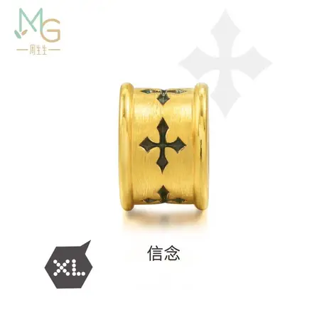 周生生Charme XL酷黑信念转运珠黄金手链串珠86640C图片