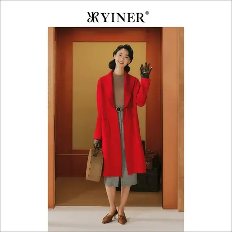 【1996系列】YINER音儿女装冬季羊绒含绵羊毛安可拉红针织衫商品大图