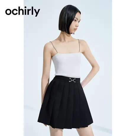 ochirly欧时力 吊带针织背心女2023新款早秋短款可调节金属肩带图片