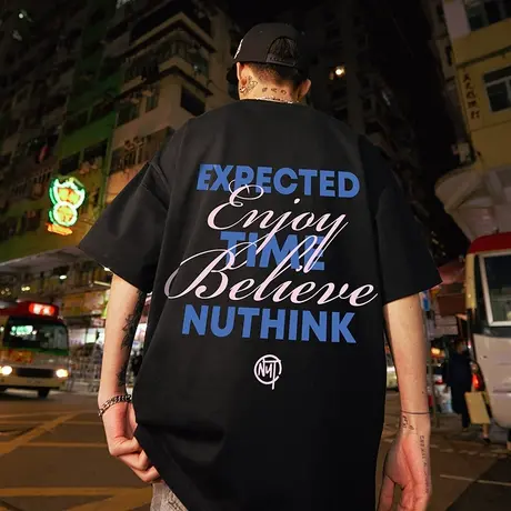 Nuthink加肥加大短袖男潮牌潮流大码美潮字母胖子t恤宽松半袖男款商品大图