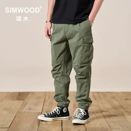 simwood简木男装【宽松版型】180g速干薄款长裤工装束脚休闲裤男商品大图