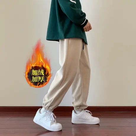 休闲裤男士束脚运动裤2023新款冬季加绒加厚工装裤子男款秋冬款商品大图