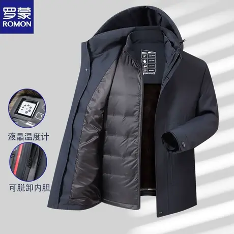 罗蒙秋冬季加厚新款羽绒服保暖透气可脱卸内胆中年爸爸装老年外套图片