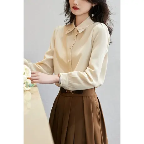 时尚气质淑女长袖衬衫2023年冬季新款淑女温柔显瘦通勤简约上衣商品大图