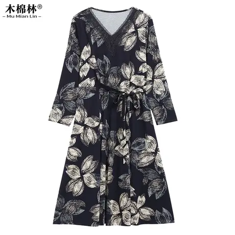 大码女装高端轻奢艺术感减龄印花长裙2023气质显瘦碎花洋气连衣裙图片