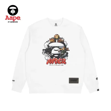 AAPER男装秋冬猿人军团图案印花宽松薄绒圆领卫衣3906XXJ商品大图