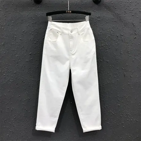 韩版白色休闲裤2023秋季新款女简约高腰显瘦百搭洋气哈伦萝卜裤潮图片