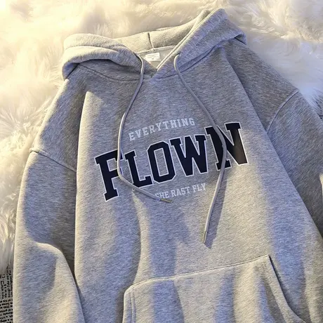 oversize卫衣女秋冬小个子高级感上衣宽松慵懒风加绒加厚连帽外套商品大图