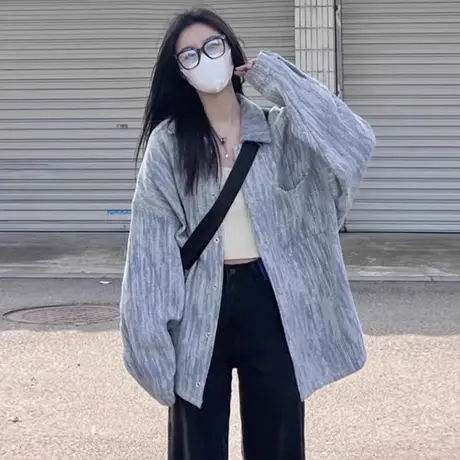 牛仔外套女春秋2023新款美式复古小众设计感vintage外搭夹克上衣图片