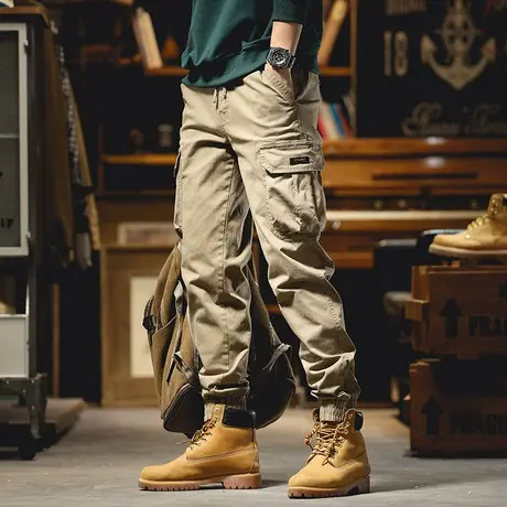 冬季休闲裤男舒适2022年宽松新款潮牌百搭弹力束脚哈伦工装休闲裤商品大图