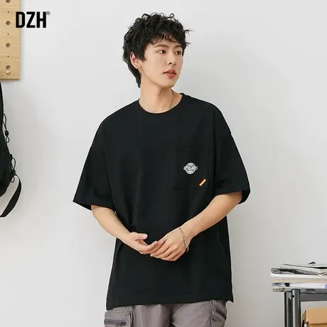 男士黑色美式t恤男短袖美式潮牌百搭男装2023新款半袖夏季体恤衫商品大图