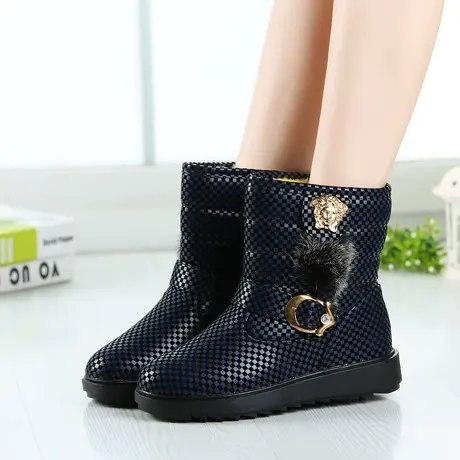 雅森雪地靴女靴平底防滑女棉鞋加厚冬靴暖鞋户外防水滑雪鞋女棉靴商品大图