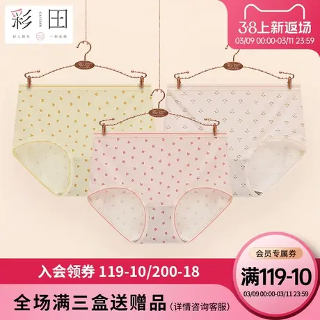 彩田内裤女夏季新款印花莫代尔少女风中腰柔软透气抗菌底裆三角裤商品大图