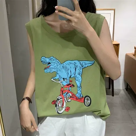mschf泫雅吊带背心无袖t恤女夏天外穿韩版ins潮宽松学生蹦迪上衣商品大图