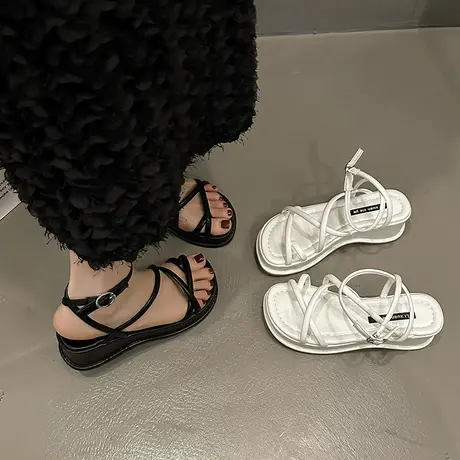 永希罗马凉鞋女款2024年春夏季新款厚底增高配裙子通勤套趾女鞋子商品大图