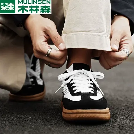 木林森夏季透气男鞋低帮休闲帆布鞋百搭德训板鞋男爆款运动鞋潮牌商品大图