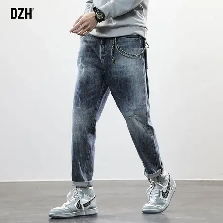 男士破洞牛仔裤男款秋季宽送ins潮牌乞丐裤百搭哈伦长裤2023新款商品大图