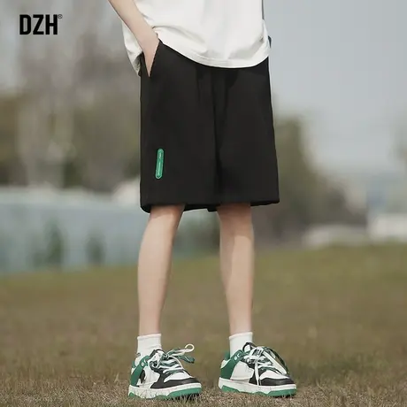 男士黑色休闲短裤男潮牌宽松冰丝裤夏季薄款2023年新款速干沙滩裤商品大图