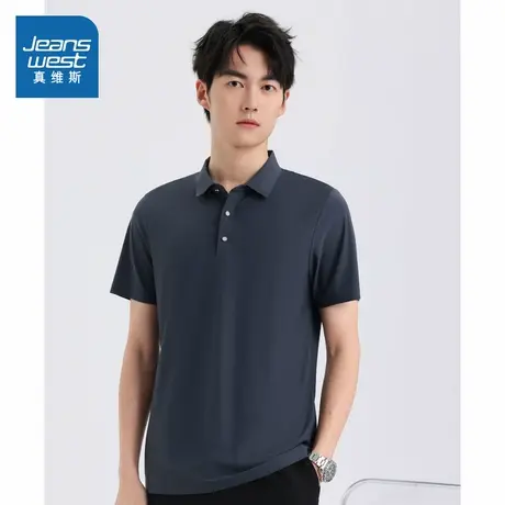 KL真维斯男装2025春季新款 男式休闲薄款修身百搭时尚短袖polo衫商品大图