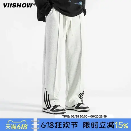 VIISHOW复古潮牌直筒纯色运动卫裤男生夏季新款宽松百搭休闲长裤商品大图