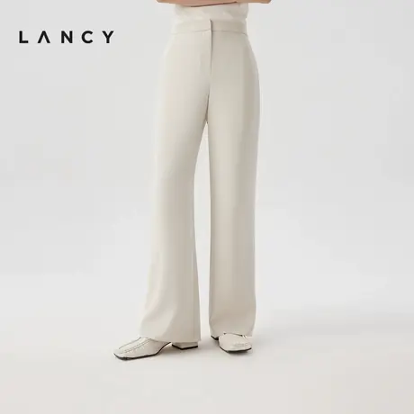 LANCY/朗姿2024夏季新款直筒垂感真丝西装裤女气质通勤松紧腰裤子商品大图