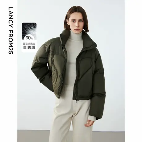 朗姿霍尔多巴吉白鹅绒立领短款加厚羽绒服夹克外套2024年冬季新款图片