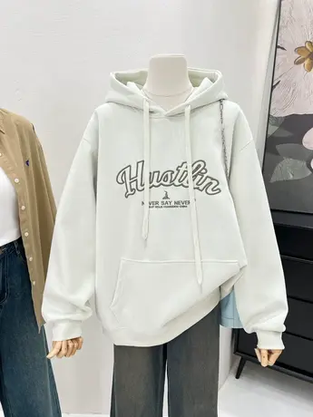 美式复古秋季新款字母刺绣设计感高级感减龄连帽套头卫衣女外套商品大图