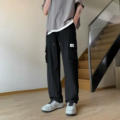 美式机能工装裤男高街潮牌直筒阔腿长裤夏季休闲百搭重磅宽松裤子商品大图