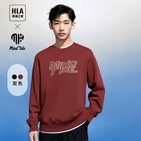 HLA/海澜之家中国心卫衣秋季新款圆领高周波绣花宽松外套男士图片