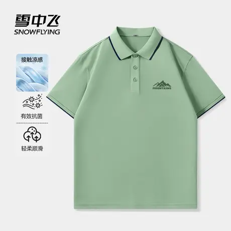 雪中飞短袖t恤男夏2025新款高级感绿色上衣男士凉感抗菌Polo衫PC商品大图