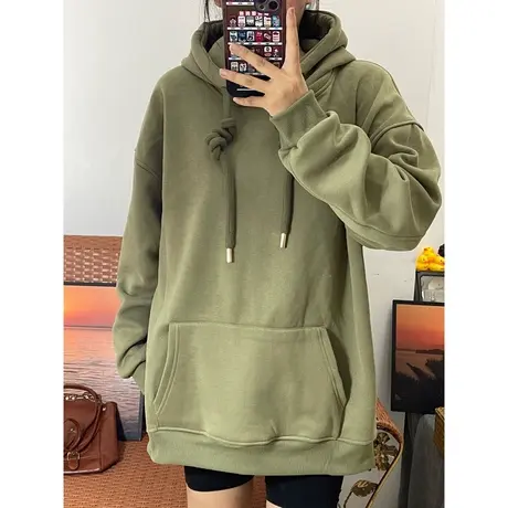 ins超火连帽卫衣女春秋薄款冬季长袖上衣加绒加厚oversize外套潮商品大图