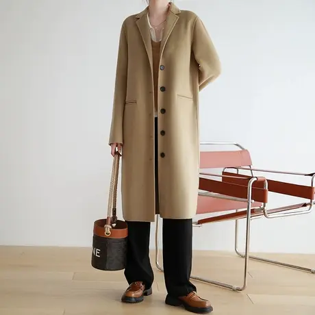 【反季清仓仅需399】850g高克重双面呢大衣女中长款毛呢外套日系图片