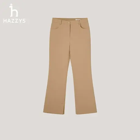 【商场同款】Hazzys哈吉斯纯色休闲裤女士2025年秋季新款微喇裤图片