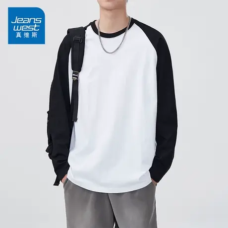 NK真维斯青少年长袖t恤男潮流初中高中学生纯棉体恤大童秋装上衣商品大图