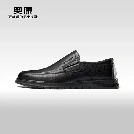 奥康男鞋春秋款真皮商务休闲皮鞋一脚蹬舒适爸爸鞋百搭软面通勤鞋商品大图
