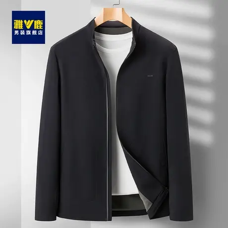 雅鹿外套男春秋装上衣中年男士2023年新款立领中老年爸爸休闲夹克图片