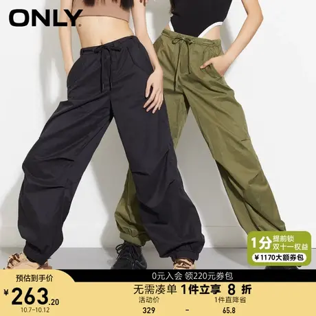 ONLY奥莱2023春夏新款休闲工装风宽松直筒束脚休闲裤女商品大图