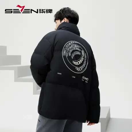 柒牌清仓潮牌SVNMDN男士半高领羽绒服冬季2022潮流时尚斜拉链外套商品大图