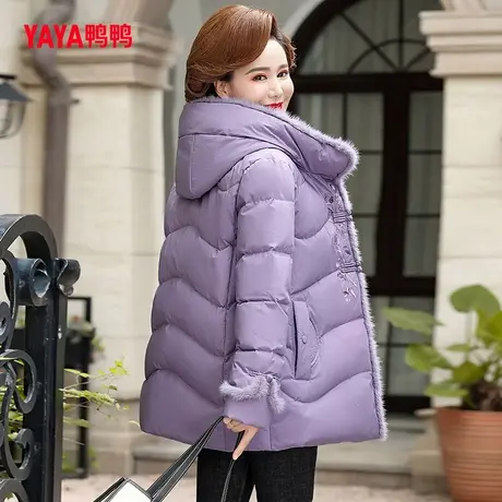 【双十一预售】鸭鸭羽绒服女款2023年新中老年妈妈装水貂毛外套C图片