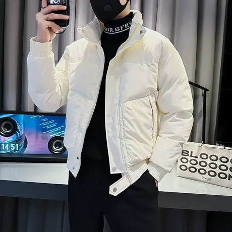 高级感加厚棉衣字母外套男2022新款男装上衣时尚袄子潮牌短款棉服图片