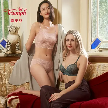 直播专享黛安芬风格倍盈蕾丝网纱性感美背内衣女薄款文胸E004181商品大图