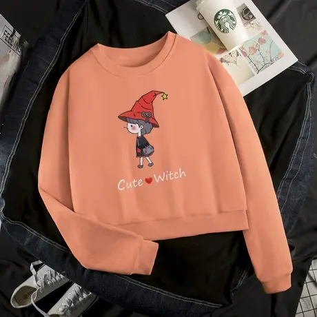 2021新款宽松韩版薄款春秋网红爆款卫衣女白色圆领套头原宿潮上衣图片