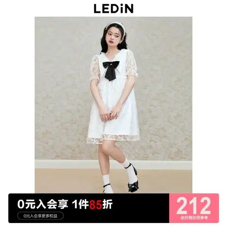 乐町华丽娃娃连衣裙2023年夏季新款女装大翻领网纱肌理浪漫连衣裙图片