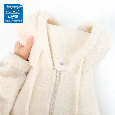 真维斯LIFE今年流行卫衣女2023独特设计上衣加绒加厚慵懒风外套图片