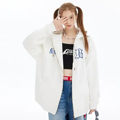 Nuthink欧美潮流春季字母开衫卫衣男连帽潮牌ins大码肥佬国潮外套商品大图